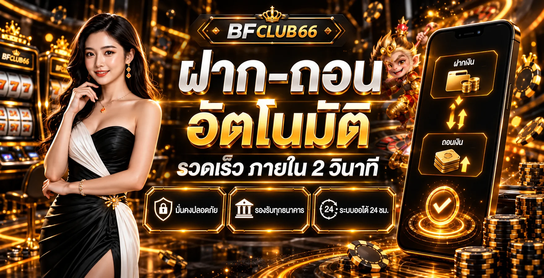 ระบบฝากถอนอัตโนมัติ BFCLUB66 โทนดำทอง